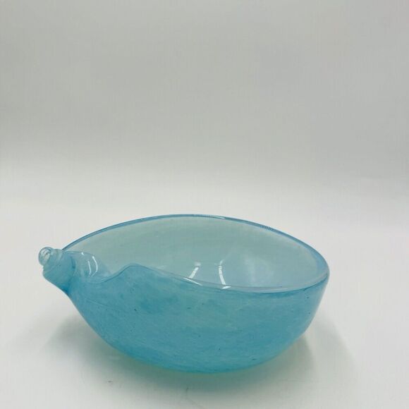 MCM Murano Art Glass Barbini Aqua Blue Bowl Italy Hand Blown - Picture 2 of 15